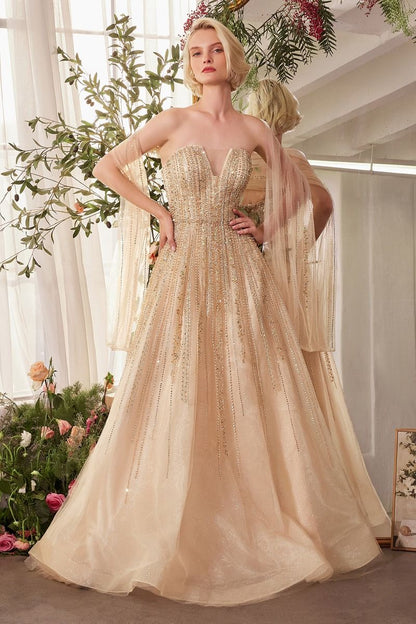 Strapless V-Neckline Layered Tulle Gown by Andrea and Leo A1369 - Special Occasion/Curves