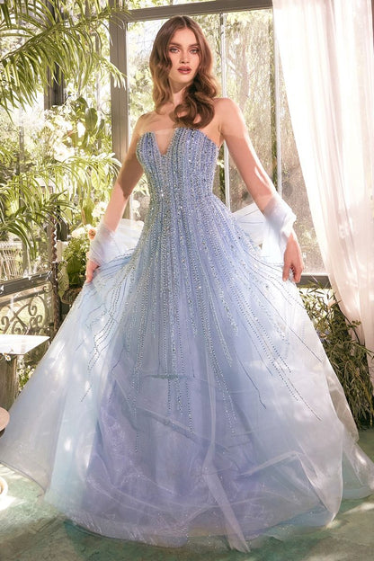 Strapless V-Neckline Layered Tulle Gown by Andrea and Leo A1369 - Special Occasion/Curves
