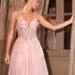 Glitter Deep V-Neckline A-Line Gown by Andrea and Leo A1477 - Special Occasion