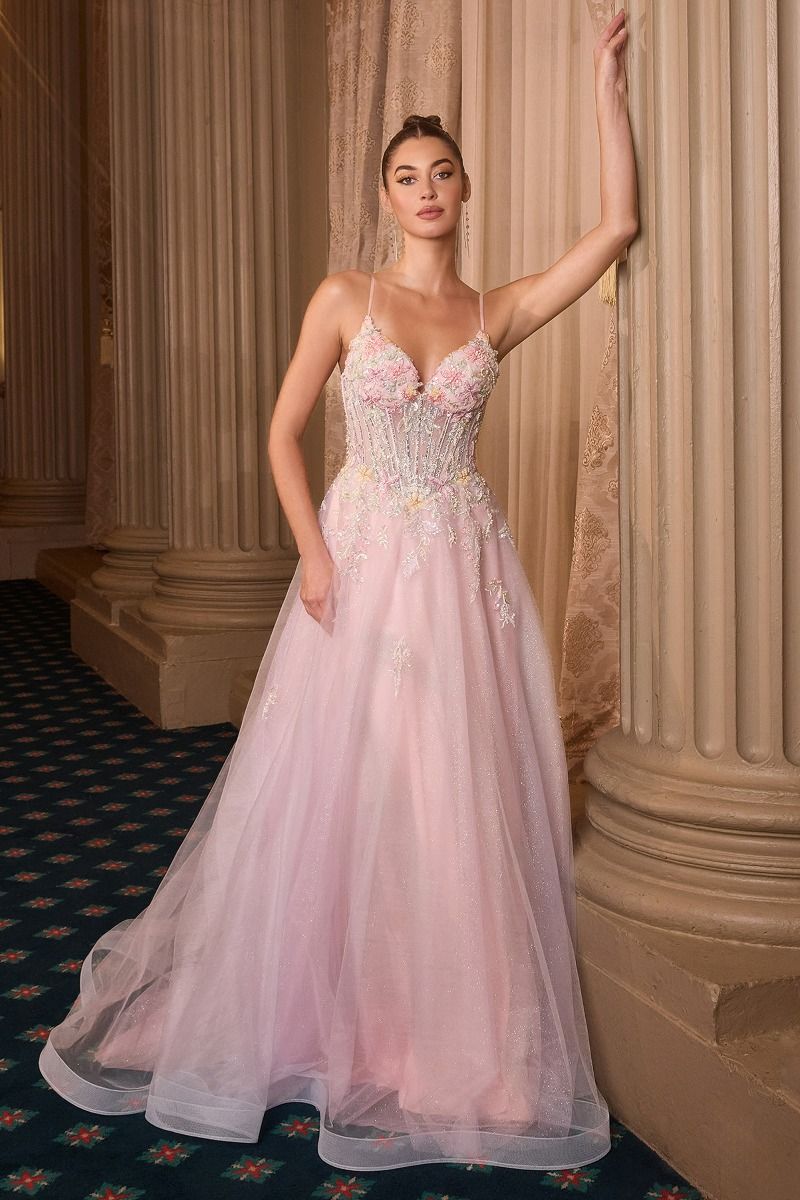 Glitter Deep V-Neckline A-Line Gown by Andrea and Leo A1477 - Special Occasion