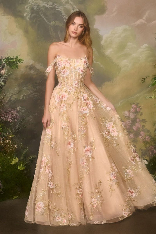Square Neckline A-Line Gown by Andrea and Leo A1480 - Special Occasion
