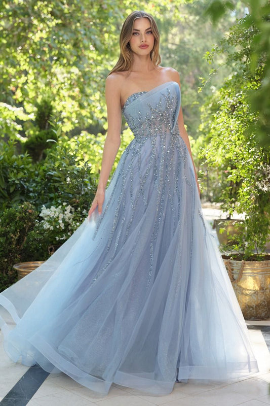 Strapless Soft Floral A-Line Gown by Andrea and Leo A1491 - Special Occasion