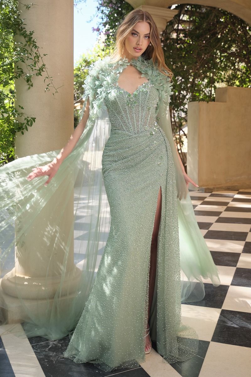 Strapless Sweetheart Leg Slit Gown by Andrea and Leo A1494 - Special Occasion