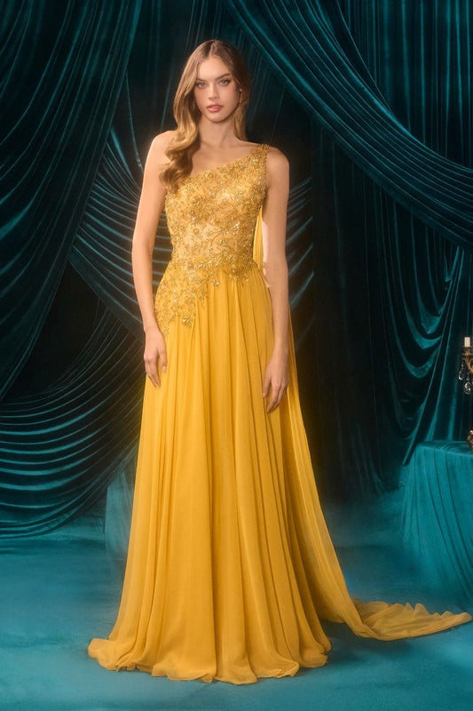 One Shoulder A-Line Gown by Andrea and Leo A1495 - Special Occasion