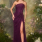Strapless Draped Bodice Leg Slit Gown by Andrea and Leo A1497 - Special Occasion