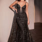 Glitter Printed Layered Tulle Gown By Ladivine C167 - Women Evening Formal Gown - Special Occasion