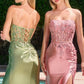 Stretch Satin Strapless Neckline Gown By Ladivine C168 - Women Evening Formal Gown - Special Occasion