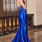 Fitted Spaghetti Straps Leg Slit Gown By Ladivine CA112 - Women Evening Formal Gown - Special Occasion