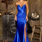 Fitted Strapless Embroidery Leg Slit Gown By Ladivine CA119 - Women Evening Formal Gown - Special Occasion