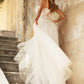 Floral Glitter Lace Bodice A-Line Gown by Cinderella Divine - CB072W