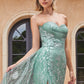 Glitter Organza Sweetheart Neckline Leg Slit Gown By Ladivine CB129 - Women Evening Formal Gown - Special Occasion