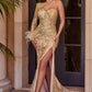 One Shoulder Glitter Printed Gown By Ladivine CB131 - Women Evening Formal Gown - Special Occasion