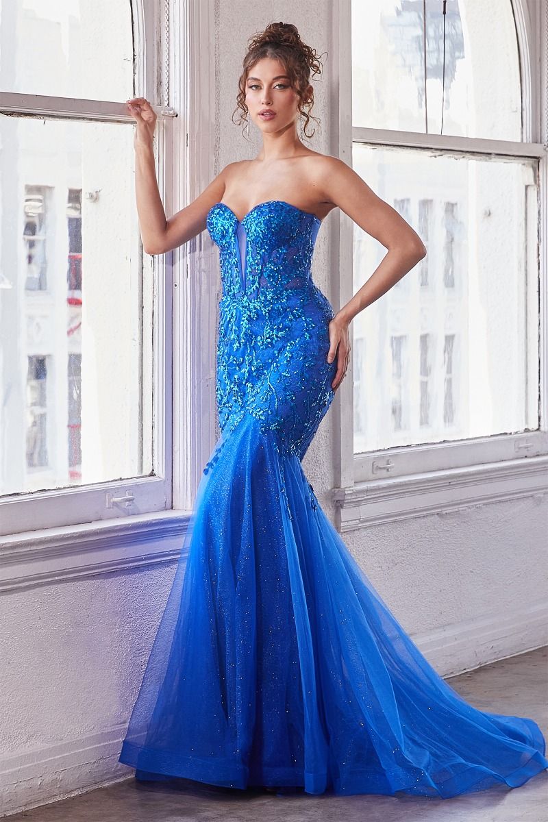 Embellished Strapless Mermaid Gown by Cinderella Divine CB139 - Special Occasion