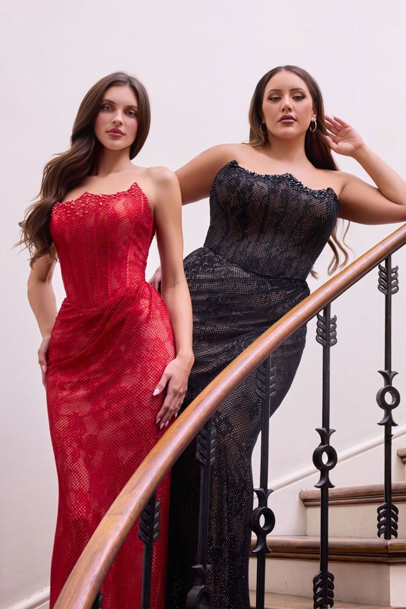 Strapless Scoop Neckline Gown By Ladivine CB162 - Women Evening Formal Gown - Special Occasion