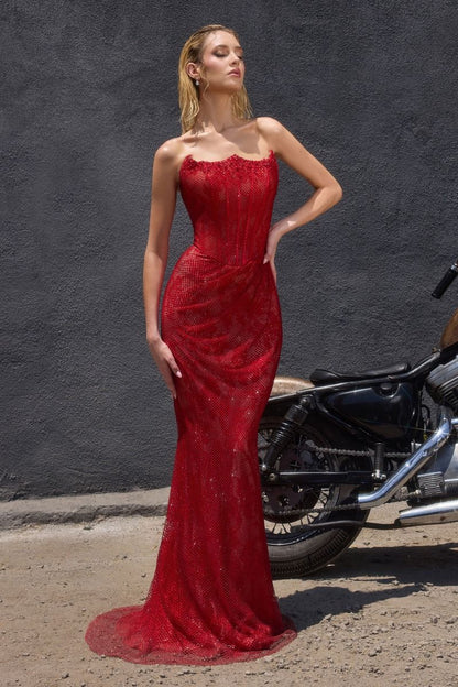 Strapless Scoop Neckline Gown By Ladivine CB162 - Women Evening Formal Gown - Special Occasion