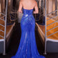 Embellishment Plunging Illusion High Slit Gown By Ladivine CB164 - Women Evening Formal Gown - Special Occasion