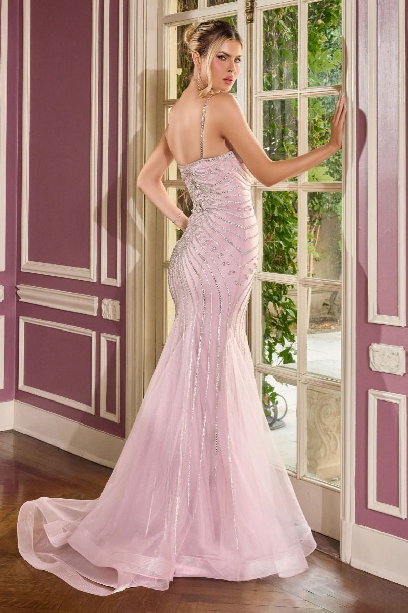 Beaded Scoop Neckline Gown By Ladivine CB167 - Women Evening Formal Gown - Special Occasion