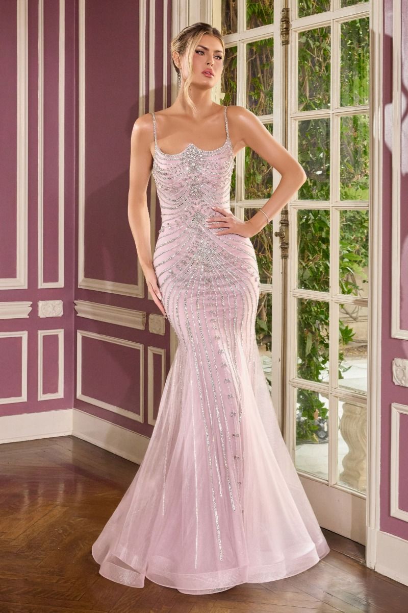 Beaded Scoop Neckline Gown By Ladivine CB167 - Women Evening Formal Gown - Special Occasion