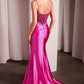 Glitter Deep V-Neckline Leg Slit Gown By Ladivine CC0238 - Women Evening Formal Gown - Special Occasion