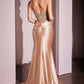 Glitter Deep V-Neckline Leg Slit Gown By Ladivine CC0238 - Women Evening Formal Gown - Special Occasion