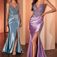 Glitter Deep V-Neckline Leg Slit Gown By Ladivine CC0238 - Women Evening Formal Gown - Special Occasion