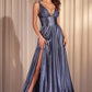 Glimmering Stretch Satin A-Line Gown by Cinderella Divine CC2349 - Special Occasion