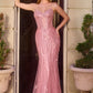 Strapless Beaded V-Neckline Gown By Ladivine CC398 - Women Evening Formal Gown - Special Occasion