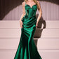 Satin Illusion V-Neck Bodice Gown by Cinderella Divine CC4021 - Special Occasion