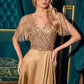 Satin V-Neckline A-Line Gown by Cinderella Divine CC447 - Special Occasion