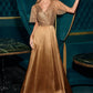 Satin V-Neckline A-Line Gown by Cinderella Divine CC447 - Special Occasion