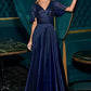 Satin V-Neckline A-Line Gown by Cinderella Divine CC447 - Special Occasion