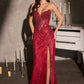 Strapless Sweetheart Leg Slit Gown By Ladivine CC492 - Women Evening Formal Gown - Special Occasion