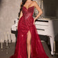 Strapless Sweetheart Leg Slit Gown By Ladivine CC492 - Women Evening Formal Gown - Special Occasion