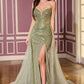 Strapless Sweetheart Leg Slit Gown By Ladivine CC492 - Women Evening Formal Gown - Special Occasion