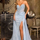 Strapless Sweetheart Leg Slit Gown By Ladivine CC492 - Women Evening Formal Gown - Special Occasion
