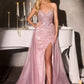 Strapless Sweetheart Leg Slit Gown By Ladivine CC492 - Women Evening Formal Gown - Special Occasion