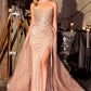 Strapless Sweetheart Leg Slit Gown By Ladivine CC492 - Women Evening Formal Gown - Special Occasion