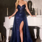 Strapless Sweetheart Leg Slit Gown By Ladivine CC492 - Women Evening Formal Gown - Special Occasion