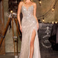 Strapless Sweetheart Leg Slit Gown By Ladivine CC492 - Women Evening Formal Gown - Special Occasion