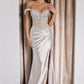 Off The Shoulder High Leg Slit Gown By Ladivine CC494 - Women Evening Formal Gown - Special Occasion