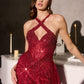 Embellished Halter Crossover Neck Gown By Ladivine CC495 - Women Evening Formal Gown - Special Occasion