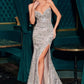 Strapless V-Neckline Leg Slit Gown By Ladivine CC8251 - Women Evening Formal Gown - Special Occasion