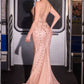 Strapless Illusion Neckline Gown By Ladivine CC8262 - Women Evening Formal Gown - Special Occasion