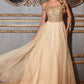Sequns Lace Bodice and Tulle Off The Shoulder A-Line Dress by Cinderella Divine - CD0177 - Special Occasion