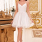 Lace Bodice A-Line Short Dress with Tulle Skirt By Ladivine CD0213