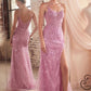 Sequin Round Neckline Sheath Gown by Cinderella Divine CD0220 - Special Occasion