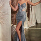 Embellished Strapless Sheath Leg Slit Gown by Cinderella Divine CD0227 - Special Occasion