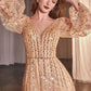 Beaded Long Sleeve A-Line Gown by Cinderella Divine CD0240 - Special Occasion/Curves