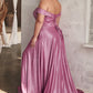Off the Shoulder A-line Gown by Cinderella Divine CD210C - Special Occasion/Curves