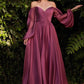 LONG SLEEVE CHIFFON DRESS by Cinderella Divine CD243 - Special Occasion